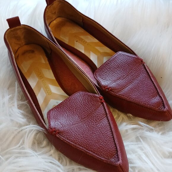 Nicholas Kirkwood Shoes - Red Leather Nicholas Kirkwood Beya Flats Size 36